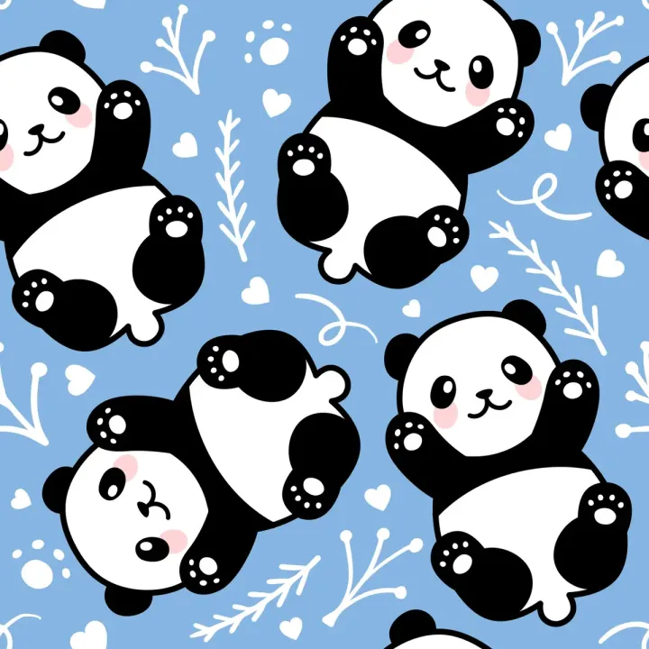 Tapeta Dla Dzieci – Misie Pandy i Wzór w Serca – produkt