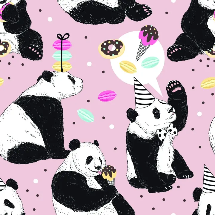 Tapeta Dla Dzieci – Panda i Kolorowe Słodycze – produkt