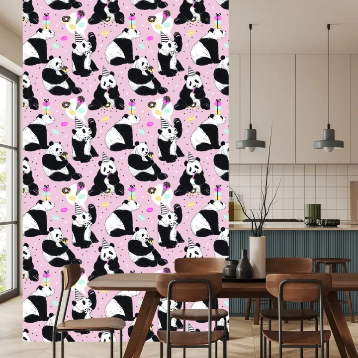 Tapeta Dla Dzieci – Panda i Kolorowe Słodycze