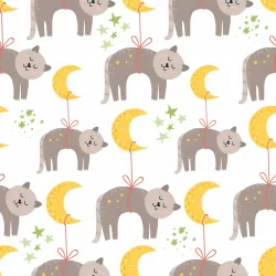 Tapeta Śpiące Kotki – Nocna Sielanka z Księżycem i Gwiazdami