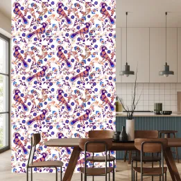 Tapeta Ptaki i Rośliny – Egzotyczne Ornamenty w Stylu Dżungli
