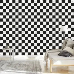 Tapeta Krata Marmur – Abstrakcja Geometryczna w Czerni i Bieli