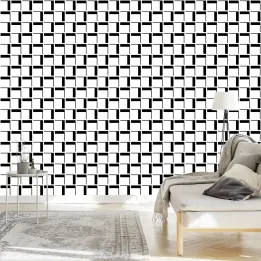 Tapeta Geometryczna W Kratę – Abstrakcja Op-Art do Wnętrz