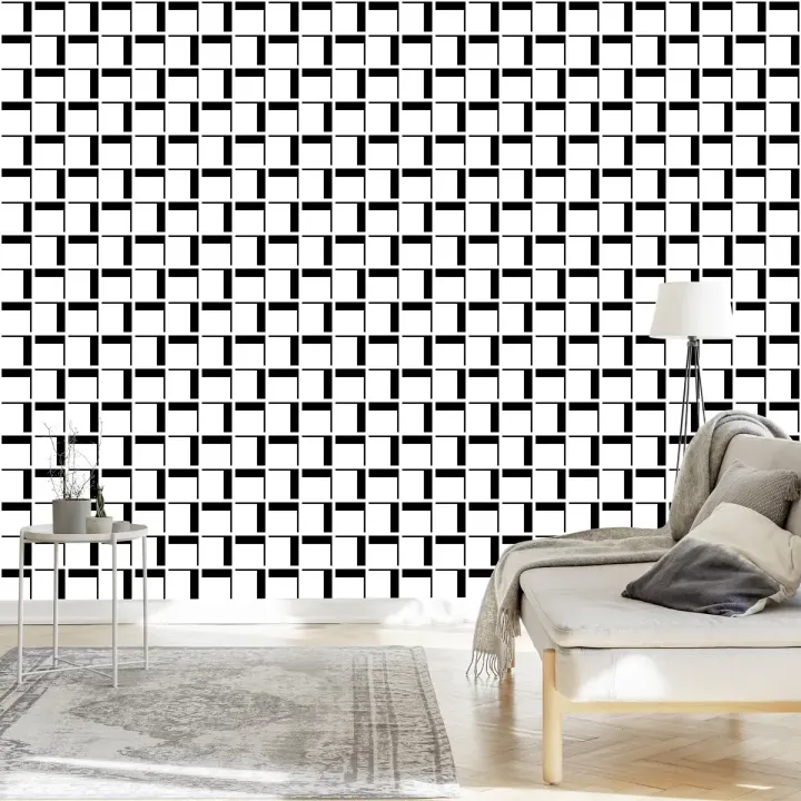 Tapeta Geometryczna W Kratę – Abstrakcja Op-Art do Wnętrz