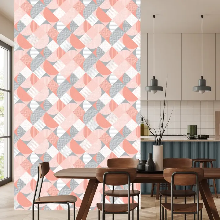 Tapeta Abstrakcyjna Mozaika Geometryczna – Wzory Trójkątów i Romby