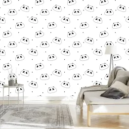 Tapeta Dla Dzieci – Pandy w Abstrakcyjne Kropki