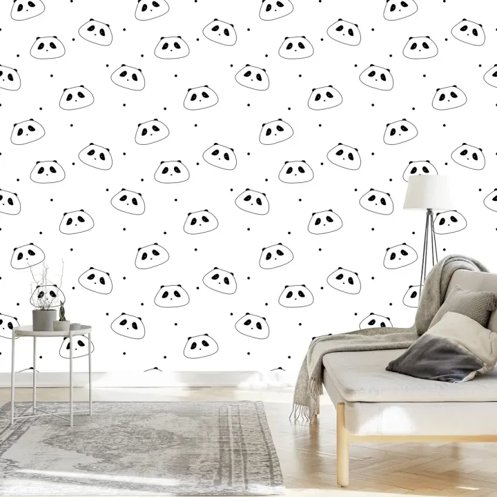 Tapeta Dla Dzieci – Pandy w Abstrakcyjne Kropki