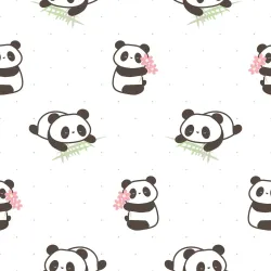 Tapeta Pandy Z Kwiatami – Dzikie Zwierzęta wśród Kwiatów Wiśni