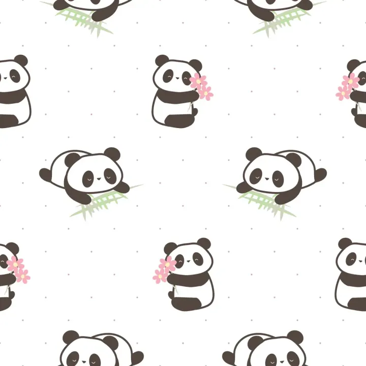 Tapeta Pandy Z Kwiatami – Dzikie Zwierzęta wśród Kwiatów Wiśni – produkt