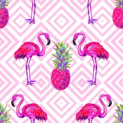 Tapeta Flamingi i Ananasy – Tropikalny Klimat Lata