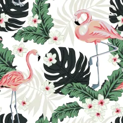 Tapeta Flamingi – Tropikalna Dżungla i Egzotyczna Roślinność