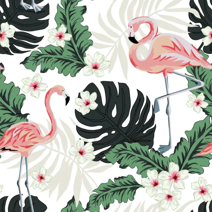 Tapeta Flamingi – Tropikalna Dżungla i Egzotyczna Roślinność – produkt