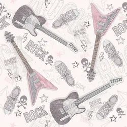 Tapeta Kolaż Muzyczny – Gitara Elektryczna i Gwiazdy Rocka