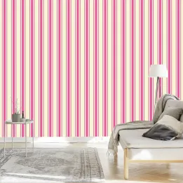 Tapeta Pionowe Paski – Geometryczna Abstrakcja w Różu i Beżu