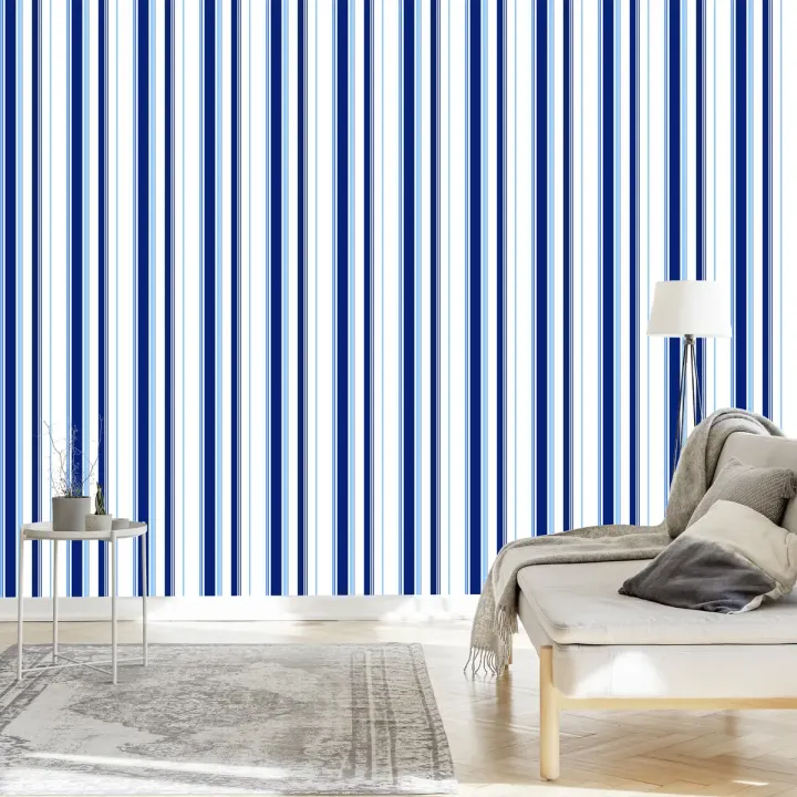 Tapeta Niebiesko-Pionowe Paski – Abstrakcja Geometryczna w Minimalistycznym Stylu