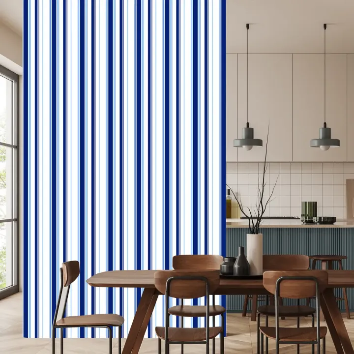 Tapeta Niebiesko-Pionowe Paski – Abstrakcja Geometryczna w Minimalistycznym Stylu