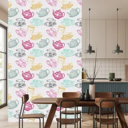 Tapeta Do Kuchni – Zestaw Do Herbaty w Stylu Vintage
