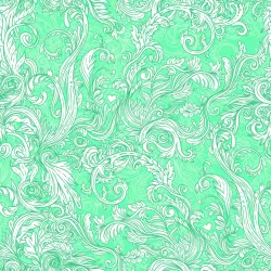 Tapeta Turkusowa – Barokowy Ornament Roślinny