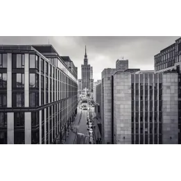 Obraz Wieloczęściowy Czarno-Biała Pano – Panorama Warszawy i Skyline Stolicy