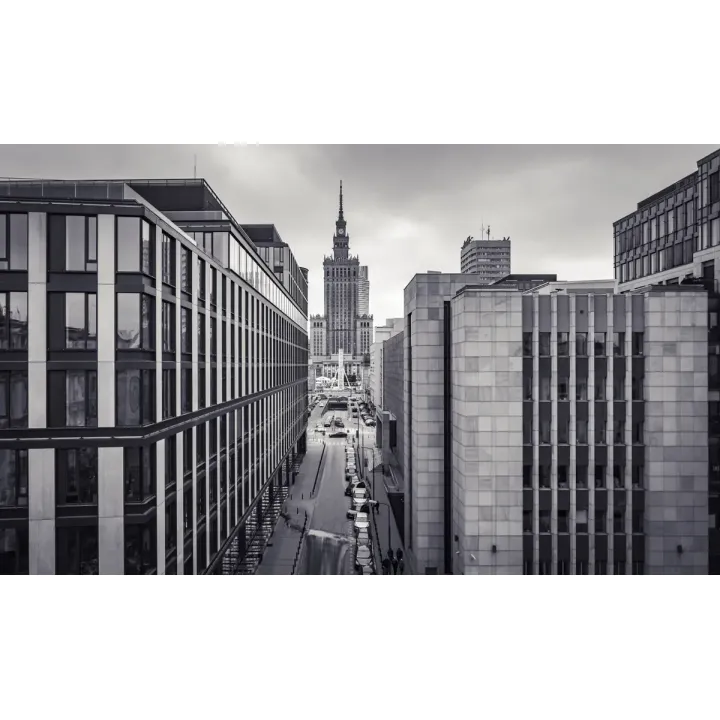 Obraz Wieloczęściowy Czarno-Biała Pano – Panorama Warszawy i Skyline Stolicy
