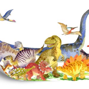 Fototapeta Dinozaury Malowane Akwarelą - aranżacja