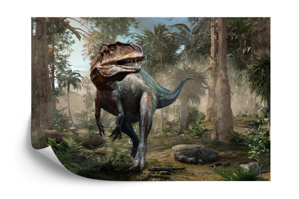 Fototapeta Realistyczny Dinozaur I Palmy - aranżacja