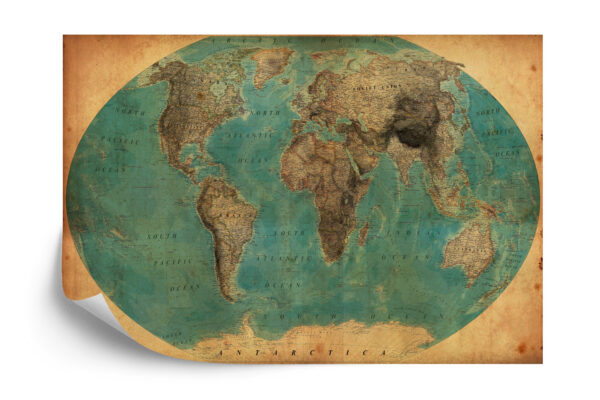 Fototapeta Stara Mapa Świata - aranżacja