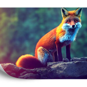 Fototapeta Fox Sitting In The Woods With Weird Eyes - aranżacja
