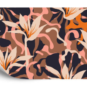 Fototapeta Abstract Jungle Plants Pattern. Creative Collage Contemporary Floral Seamless Pattern. Fashionable Template For Design. - aranżacja