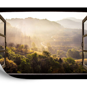 Fototapeta Landscape Nature View Background. View From Window At A Wonderful Landscape Nature View With Rice Terraces And Space For Your Text In Chiangmai