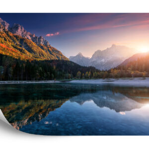 Fototapeta Incredible Nature Landscape. Amazing Lake Jasna With Of A Mirror Reflection. Stunning Vivid Nature Scenery Of Slovenia. Wild Nature Image. Concept Ideal Resting Place. Scenic Image In Autumn Time - aranżacja