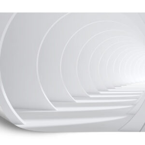 Fototapeta Abstract White Bent 3D Tunnel - aranżacja