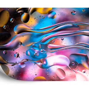 Fototapeta Abstract Colorful Liquid Water Splash And Bubbles Background. Macro Photography - aranżacja