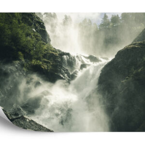 Fototapeta A Flowing Waterfall In Norway - aranżacja