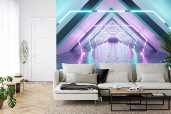 Fototapeta 3D Tunel - Neony - aranżacja mieszkania