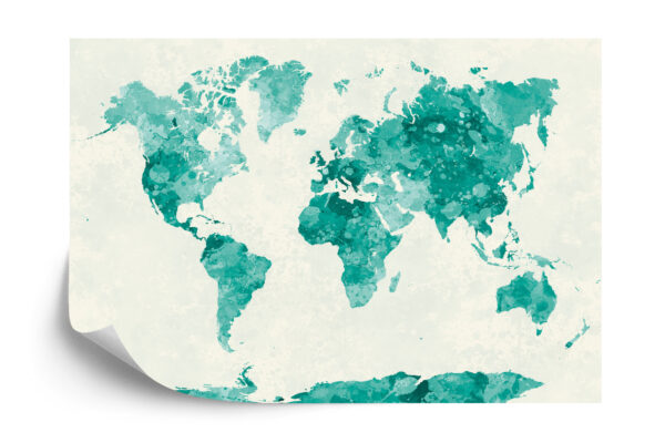 Fototapeta Mapa Świata Akwarela Zielony - aranżacja