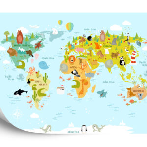 Fototapeta Zwierzęta Z Mapy Świata - aranżacja
