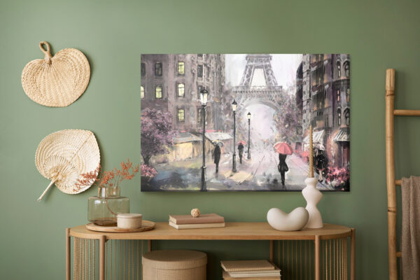 Obraz Na Płótnie Paryska Uliczka W Pastelowych Barwach - aranżacja mieszkania
