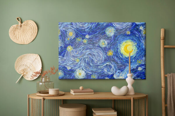 Obraz Na Płótnie Gwiaździste Niebo Na Styl Van Gogha - aranżacja mieszkania