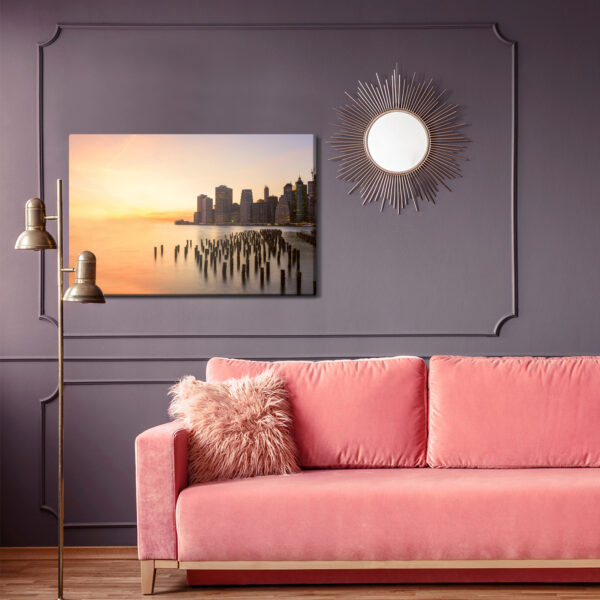 Obraz Na Płótnie Zachód Słońca W Nowym Jorku - aranżacja salon