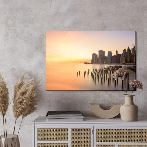 Obraz Na Płótnie Zachód Słońca W Nowym Jorku - wzór na obrazie