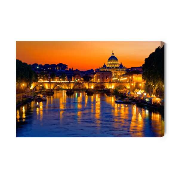 Obraz Na Płótnie Most Św. Anioła W Rzymie O Wieczornej Porze - aranżacja
