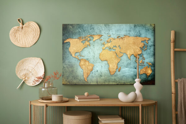 Obraz Na Płótnie Mapa Świata W Modnym Wydaniu - aranżacja mieszkania