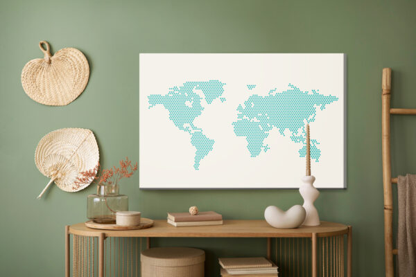 Obraz Na Płótnie Mapa Świata Z Kropek - aranżacja mieszkania