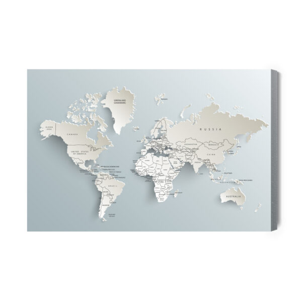 Obraz Na Płótnie Mapa Świata Z Efektem 3D - aranżacja