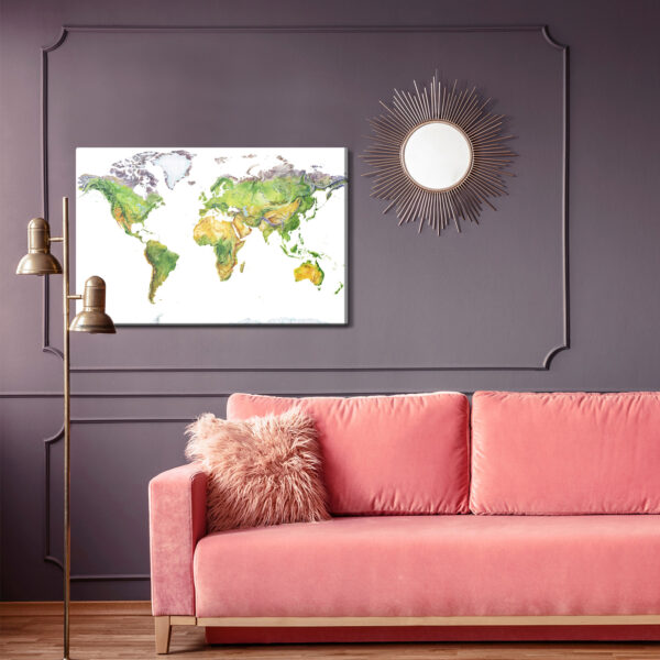 Obraz Na Płótnie Mapa Fizyczna Świata - aranżacja salon