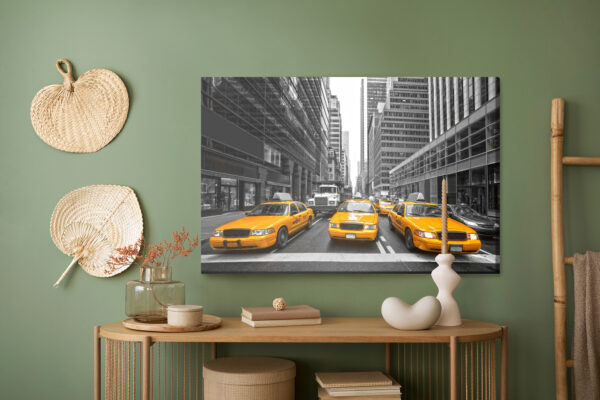 Obraz Na Płótnie Żółte Taksówki W Centrum Nowego Jorku - aranżacja mieszkania