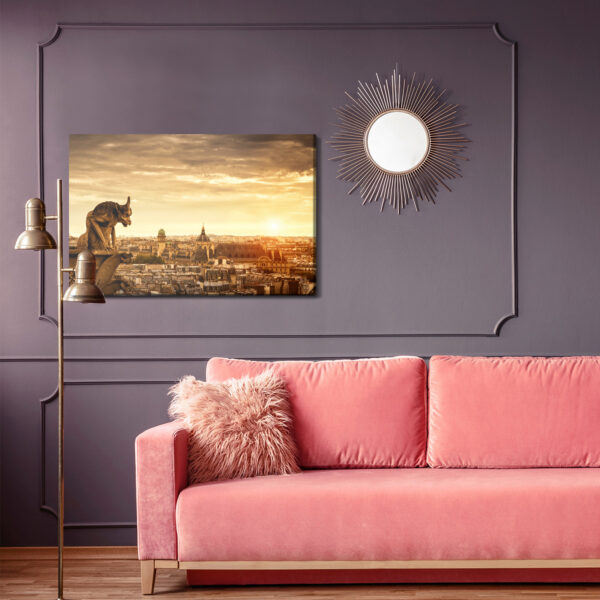 Obraz Na Płótnie Zachód Słońca W Paryżu - aranżacja salon