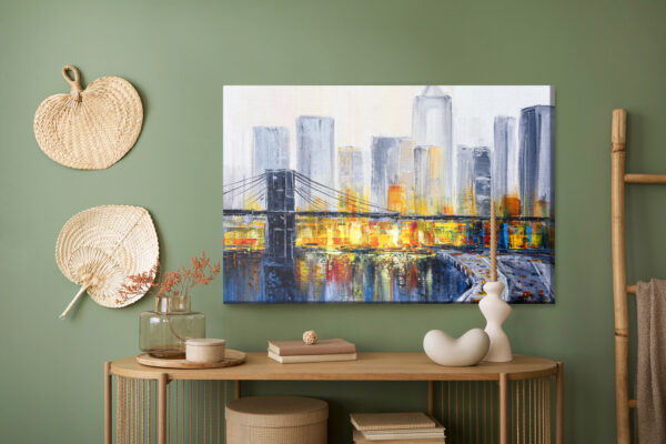 Obraz Na Płótnie Nowojorska Panorama W Abstrakcyjnym Wydaniu - aranżacja mieszkania