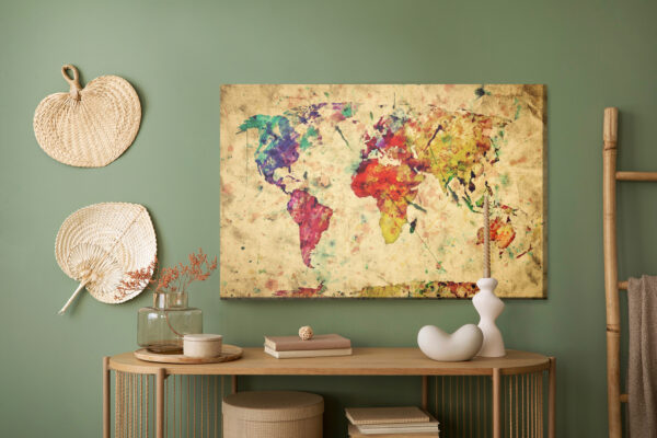 Obraz Na Płótnie Mapa Świata Vintage - aranżacja mieszkania
